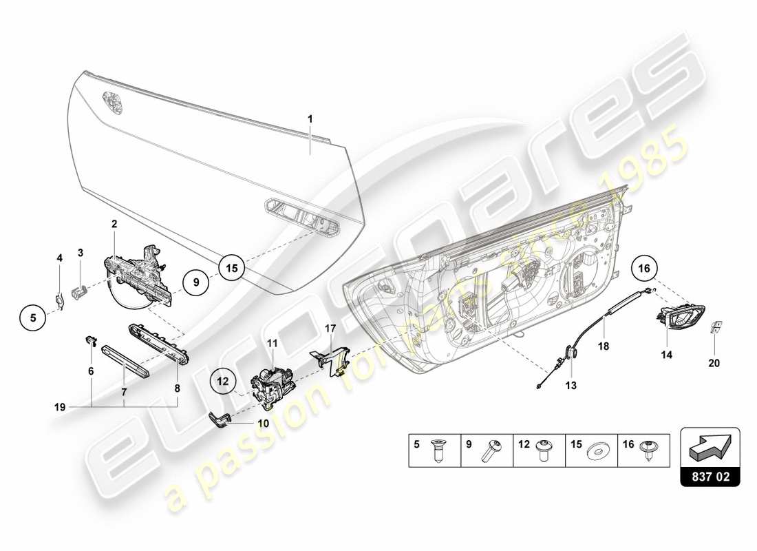 lamborghini performante spyder (2019) door handles parts diagram