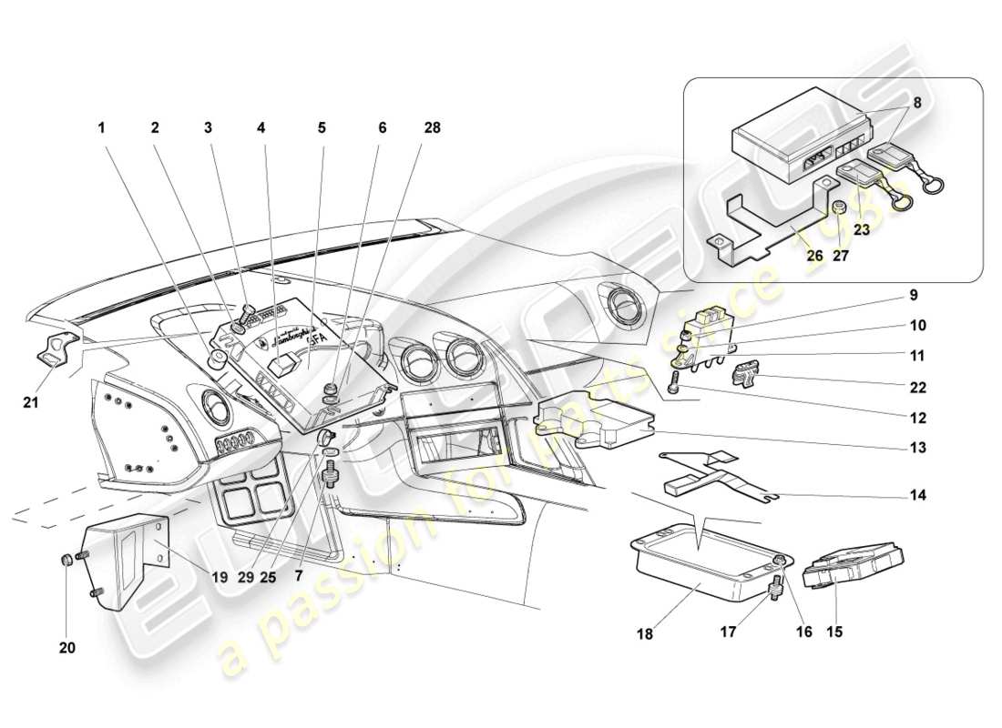 lamborghini murcielago coupe (2004) control modules for electrical systems parts diagram