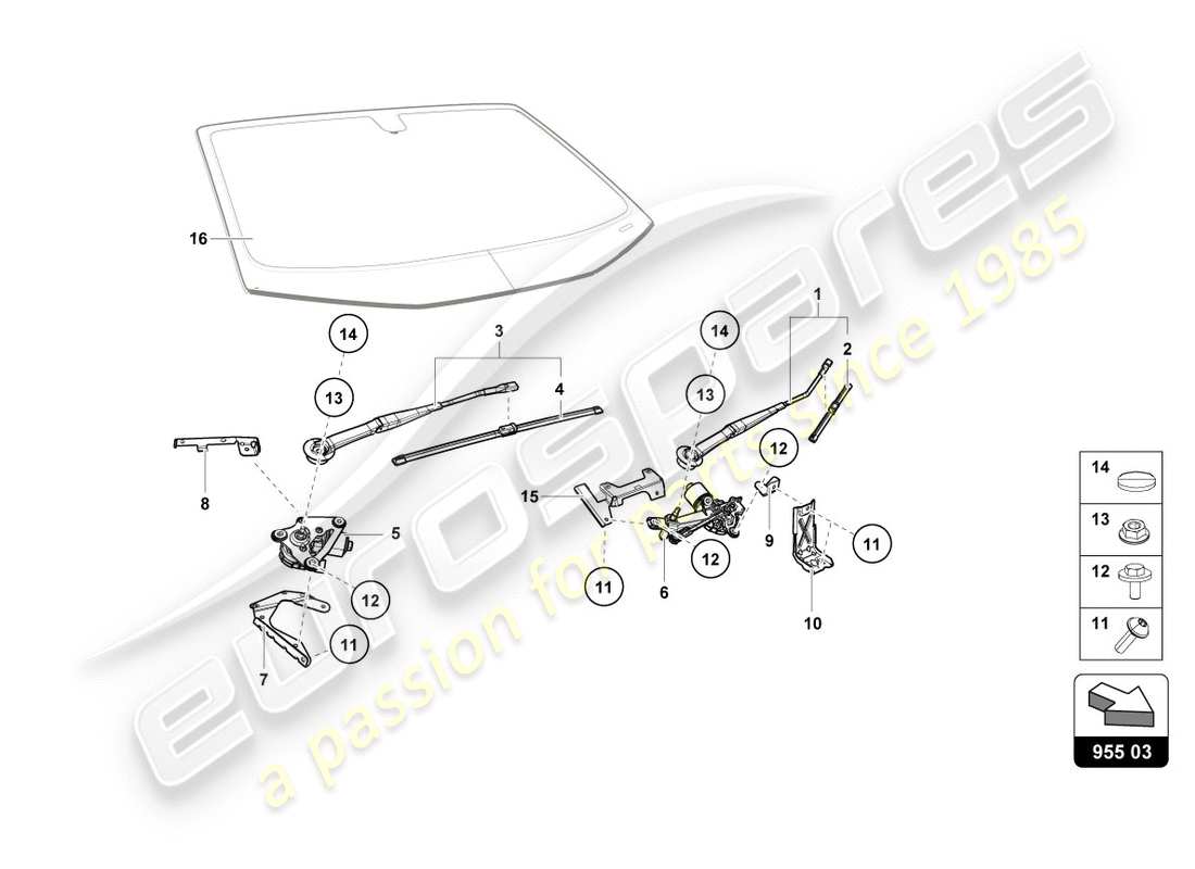 lamborghini lp580-2 spyder (2017) windshield wiper part diagram