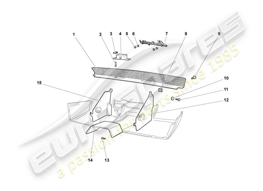 lamborghini murcielago coupe (2005) heat deflector plate for bumper rear part diagram