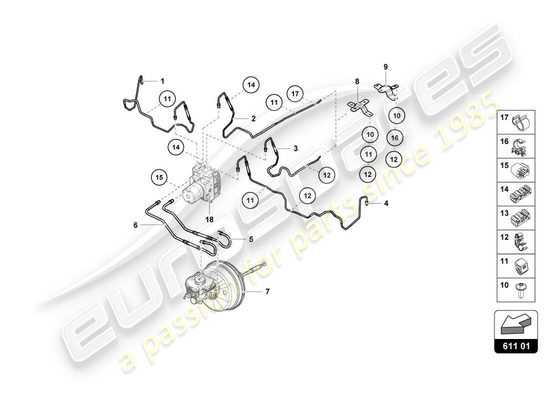lamborghini performante spyder (2019) brake line parts diagram