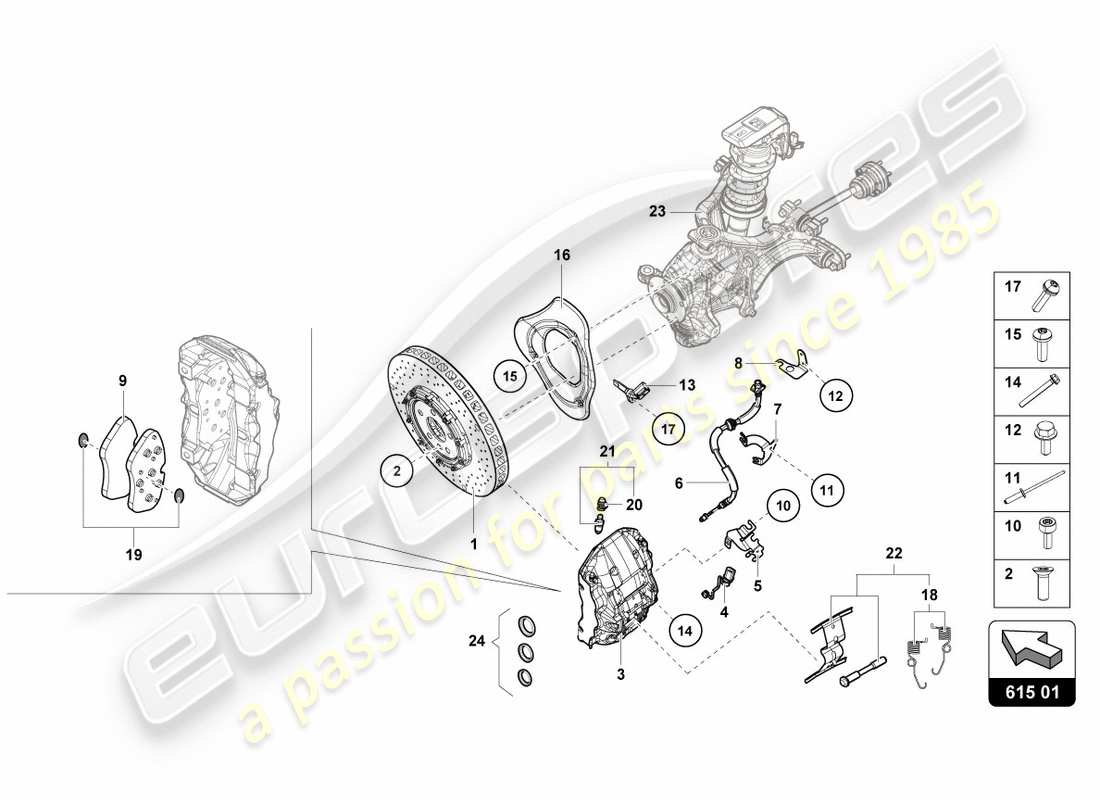 lamborghini lp580-2 coupe (2018) ceramic brake disc front parts diagram