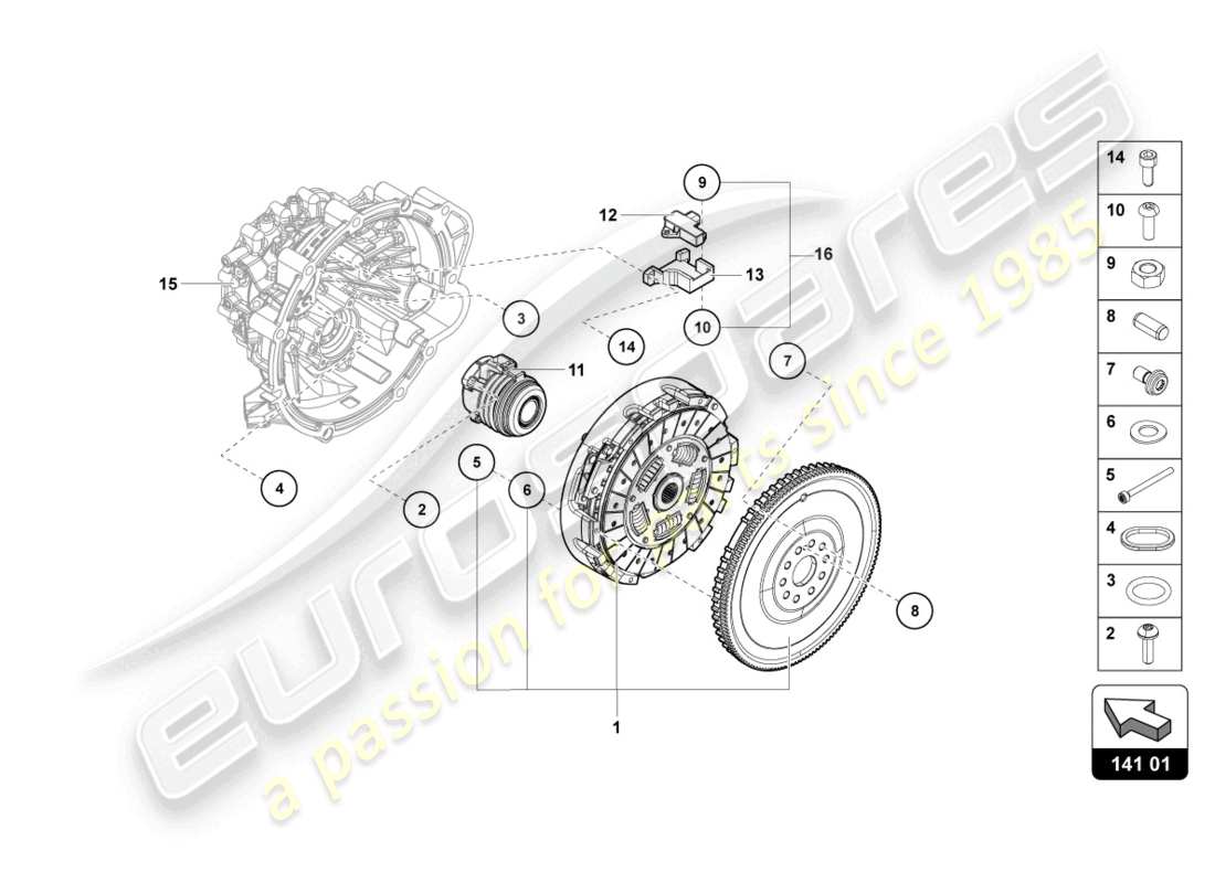 lamborghini lp750-4 sv roadster (2016) clutch parts diagram