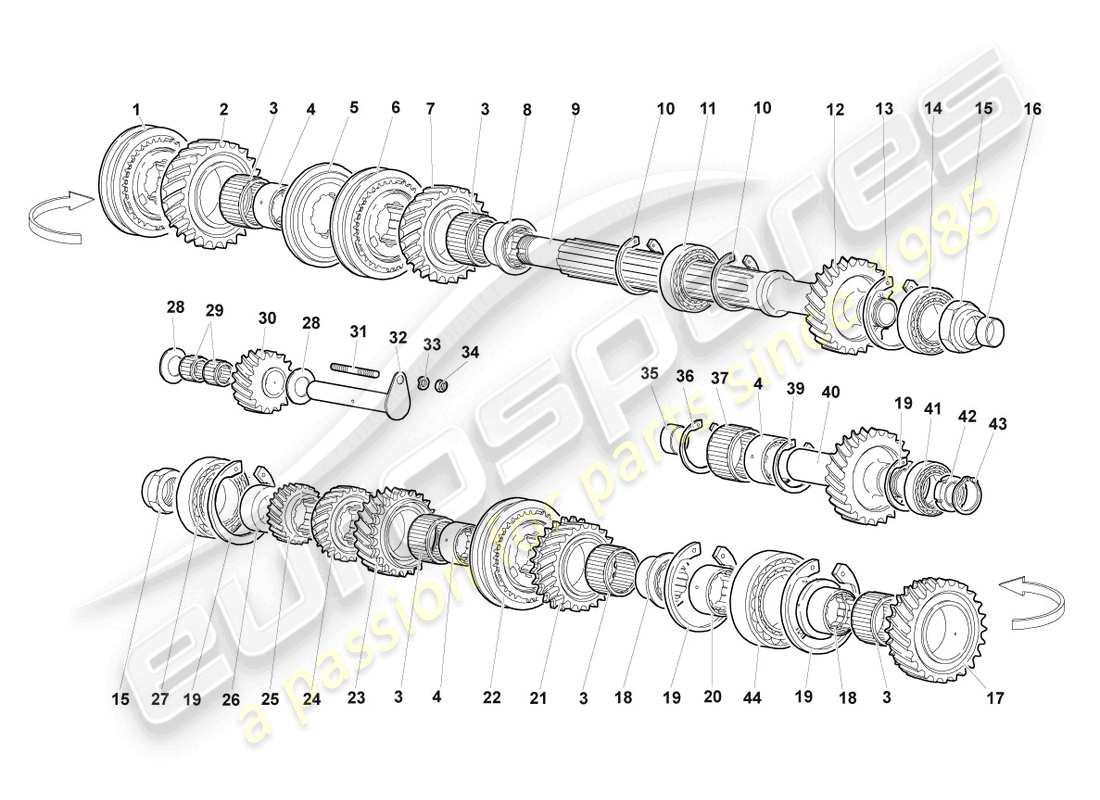 lamborghini murcielago coupe (2003) output shaft parts diagram