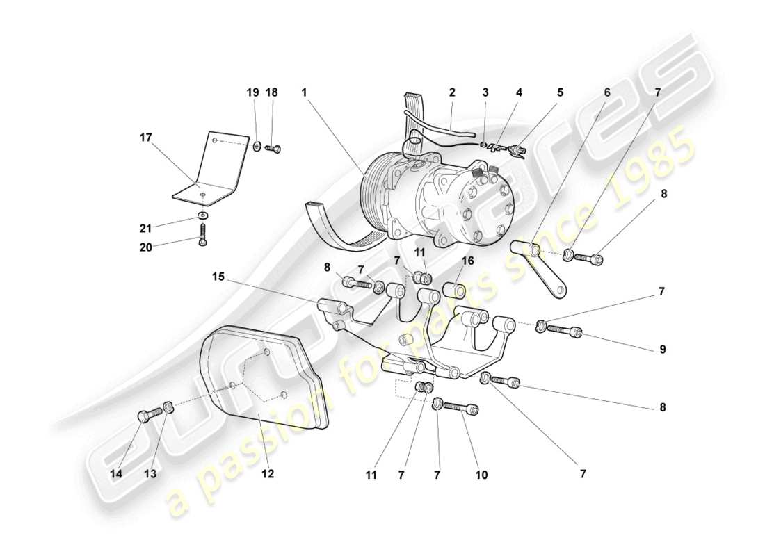 lamborghini murcielago roadster (2006) a/c compressor parts diagram