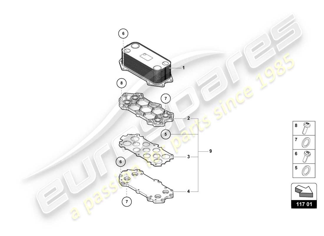 lamborghini lp610-4 coupe (2017) gear oil cooler parts diagram