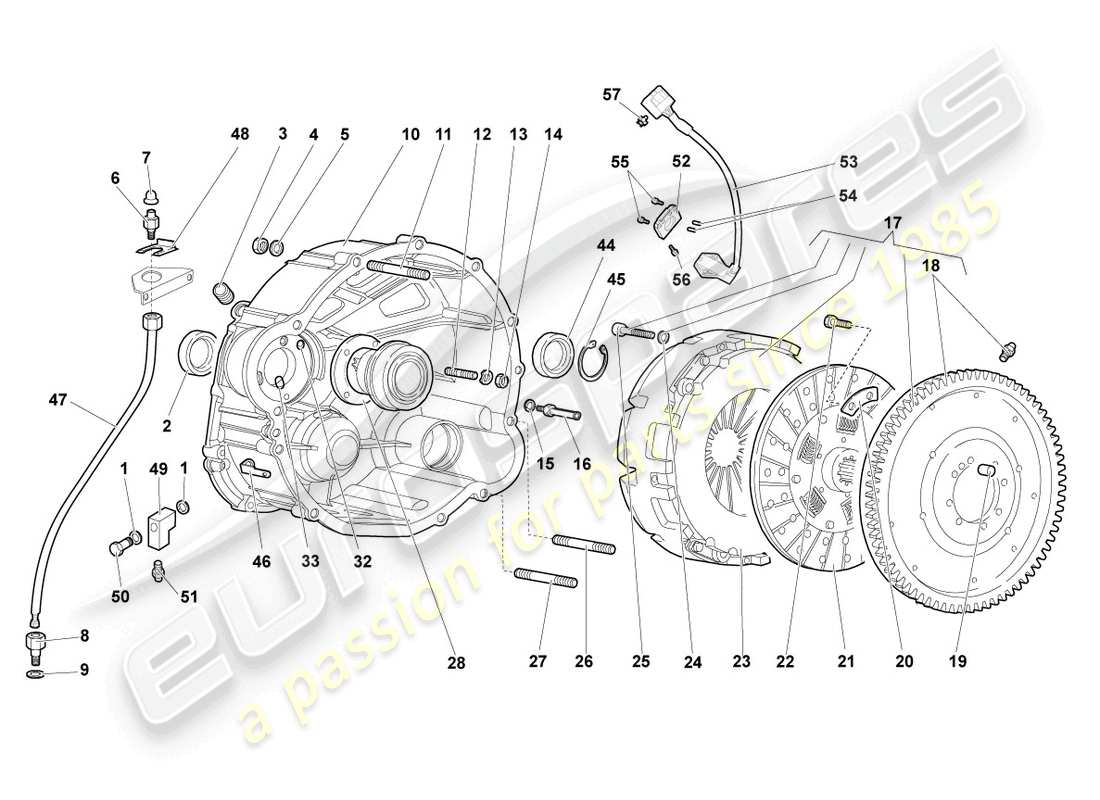 lamborghini murcielago roadster (2005) coupling e-gear part diagram