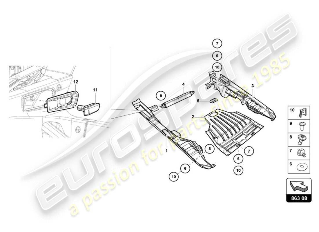 lamborghini lp610-4 coupe (2017) engine cover parts diagram