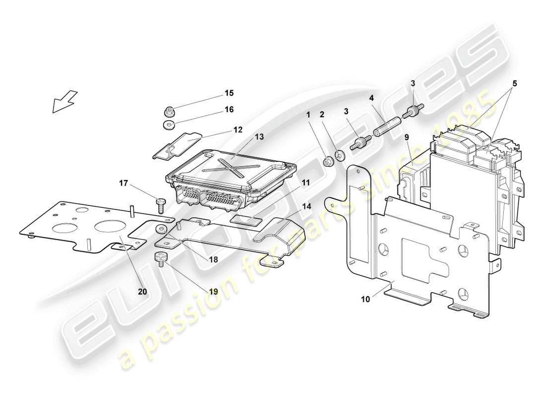 lamborghini murcielago coupe (2005) engine control unit part diagram