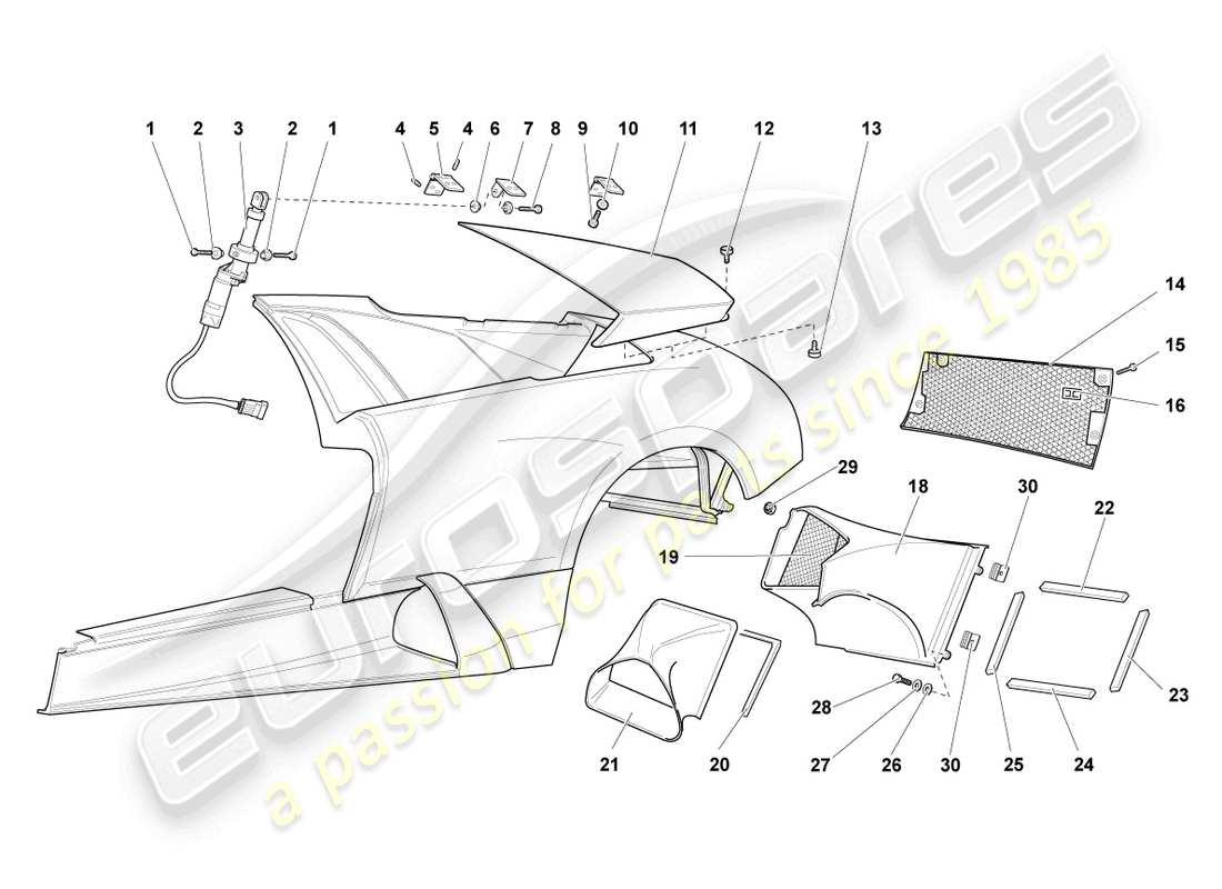 lamborghini murcielago coupe (2002) side panel trim part diagram