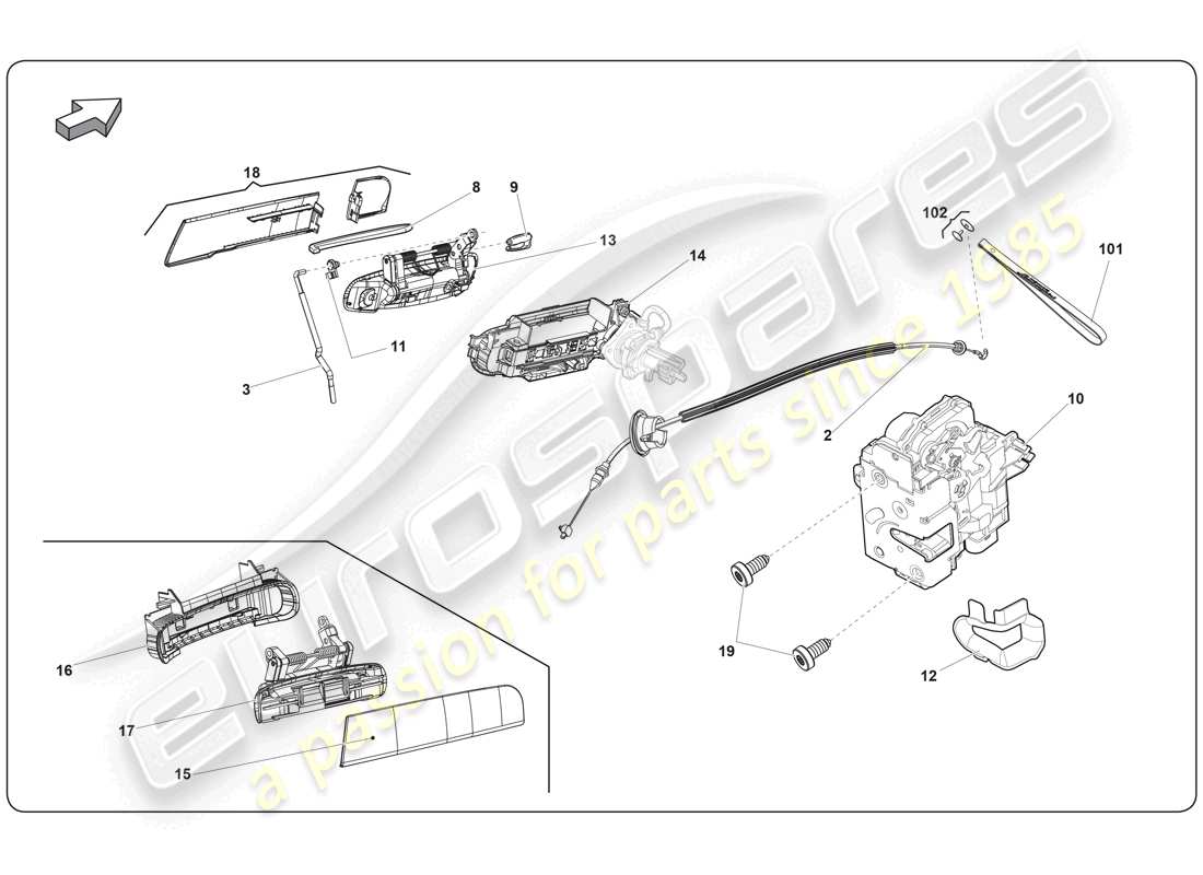 lamborghini super trofeo (2009-2014) door part diagram