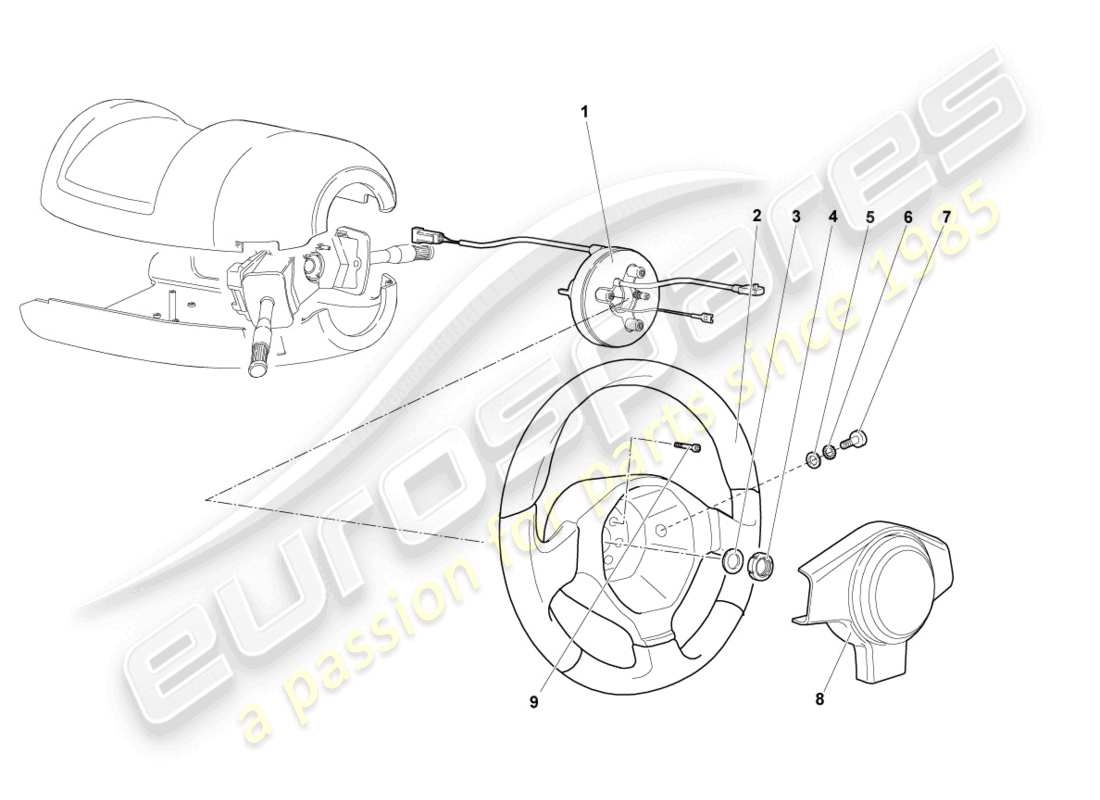 lamborghini murcielago roadster (2005) steering wheel part diagram