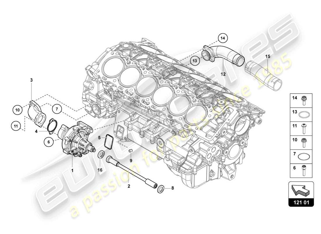 lamborghini lp770-4 svj coupe (2021) coolant pump parts diagram