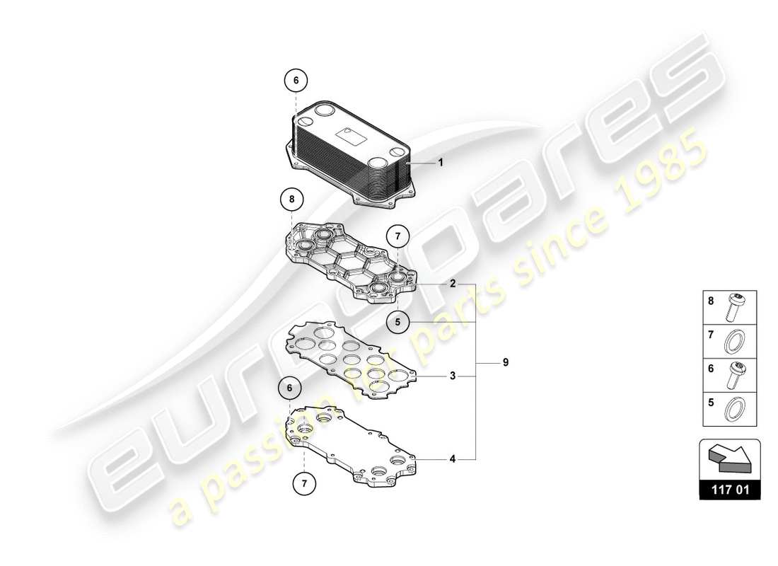 lamborghini performante spyder (2018) gear oil cooler parts diagram