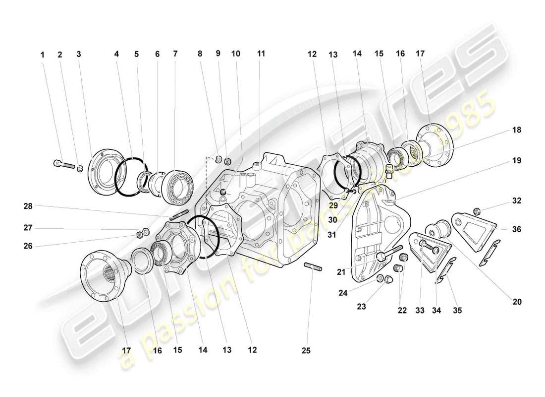 lamborghini murcielago roadster (2006) housing for differential parts diagram