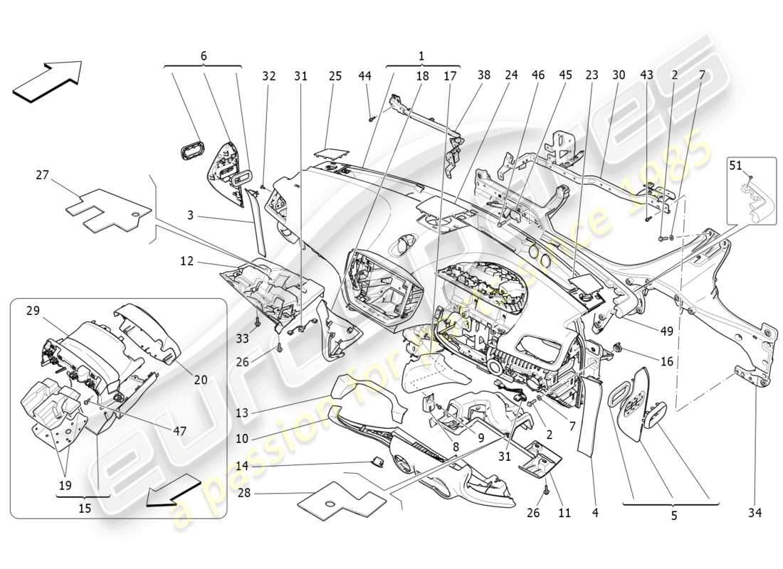 maserati ghibli fragment (2022) dashboard unit parts diagram