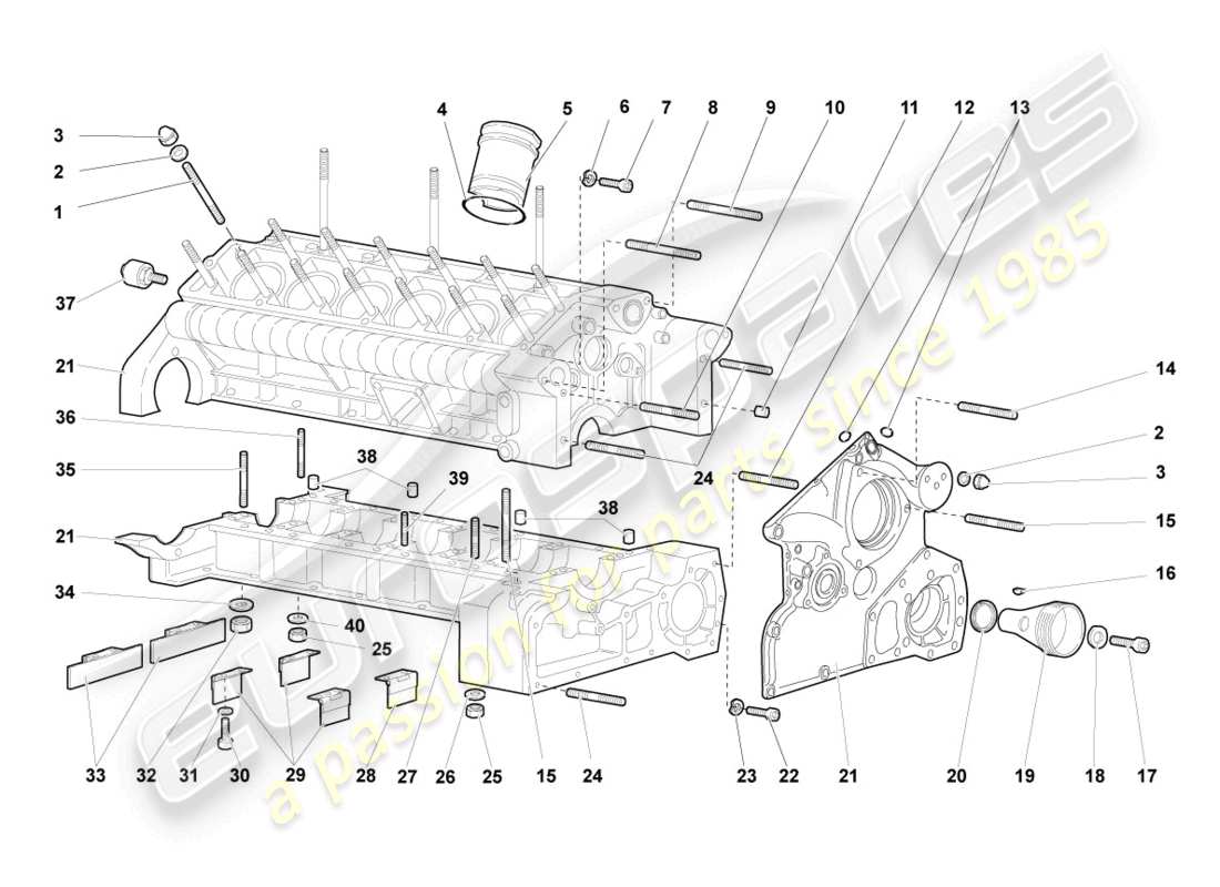 lamborghini murcielago roadster (2006) crankcase housing parts diagram