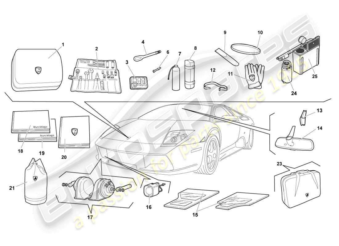 lamborghini murcielago coupe (2004) vehicle tools part diagram