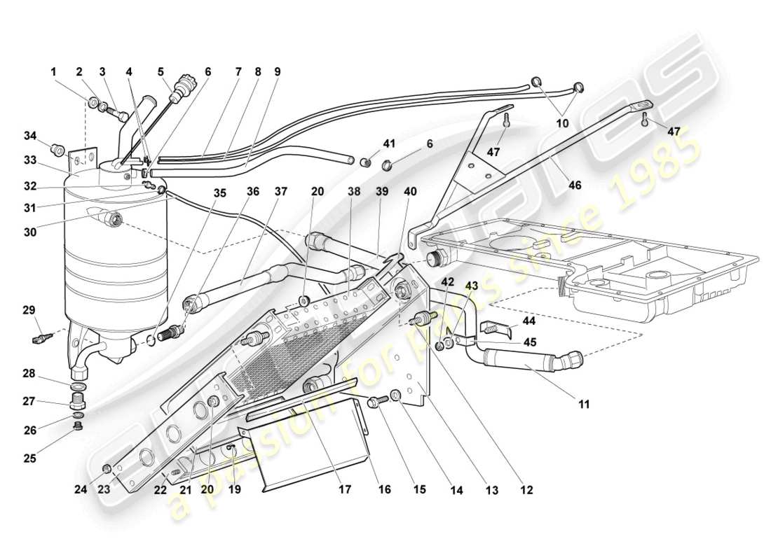 lamborghini murcielago coupe (2004) oil cooler parts diagram
