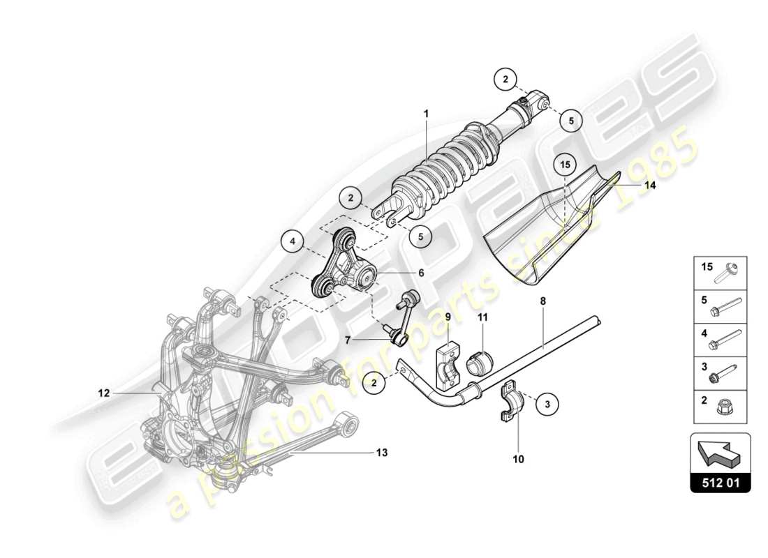 lamborghini sian (2020) shock absorbers rear parts diagram
