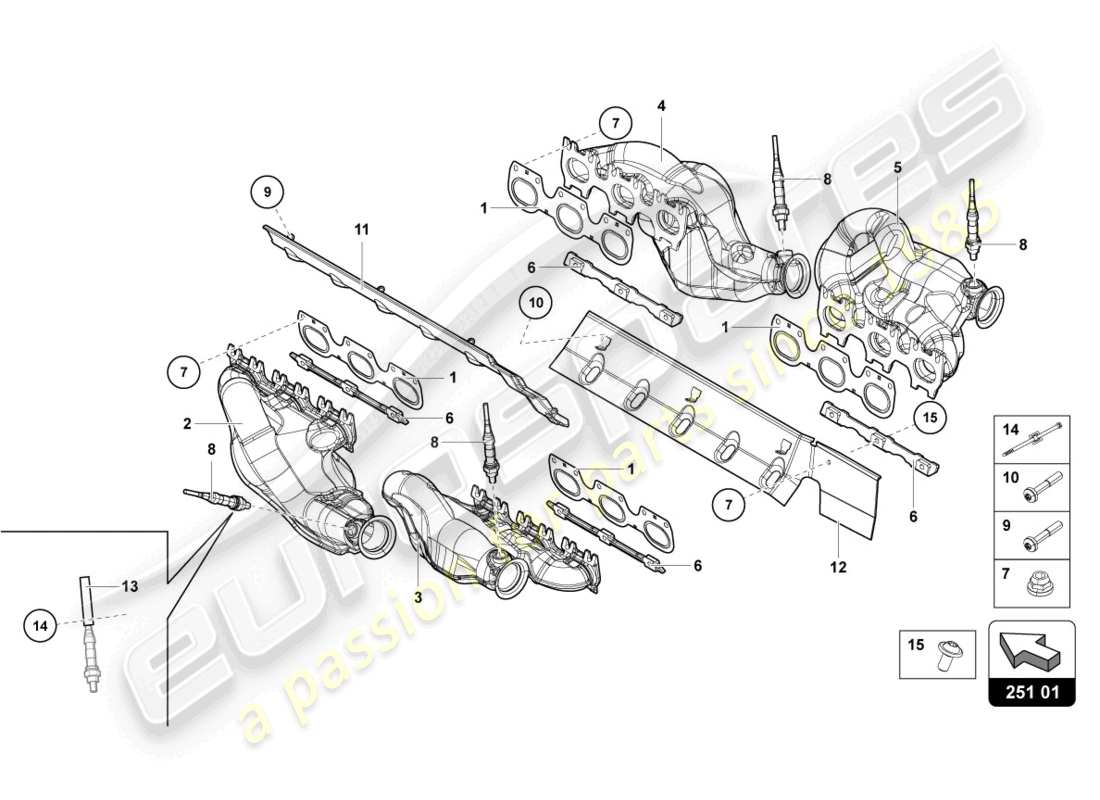 lamborghini lp740-4 s coupe (2018) exhaust system parts diagram