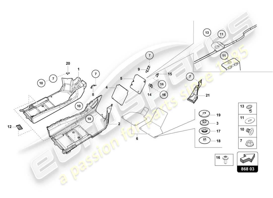 lamborghini lp610-4 avio (2017) noise insulation plate inner parts diagram