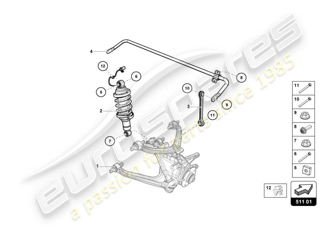 lamborghini lp600-4 zhong coupe (2015) shock absorber rear parts diagram
