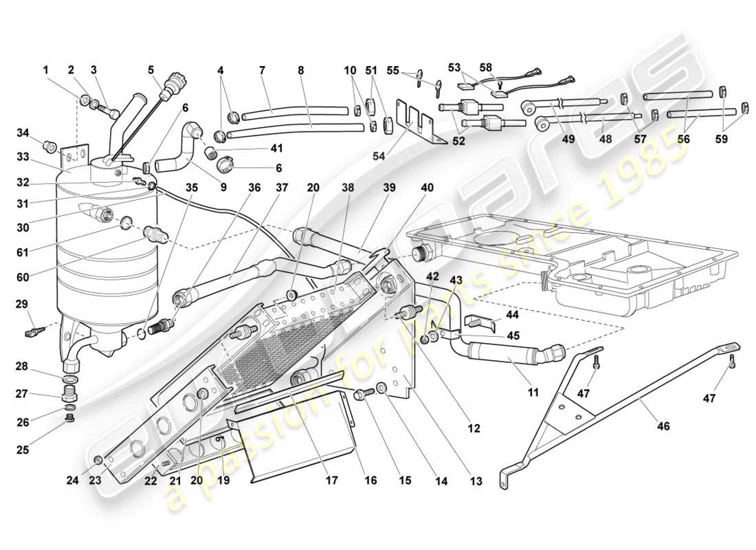 lamborghini murcielago coupe (2005) oil cooler parts diagram