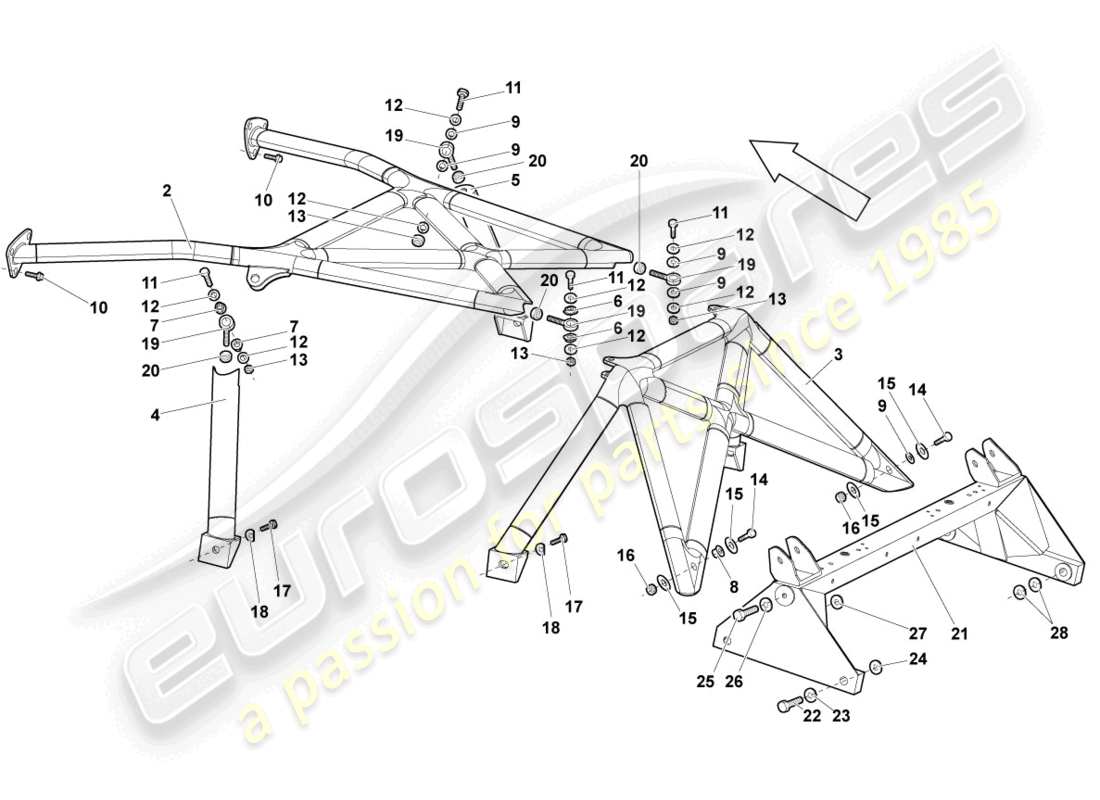 lamborghini murcielago roadster (2006) frame parts diagram