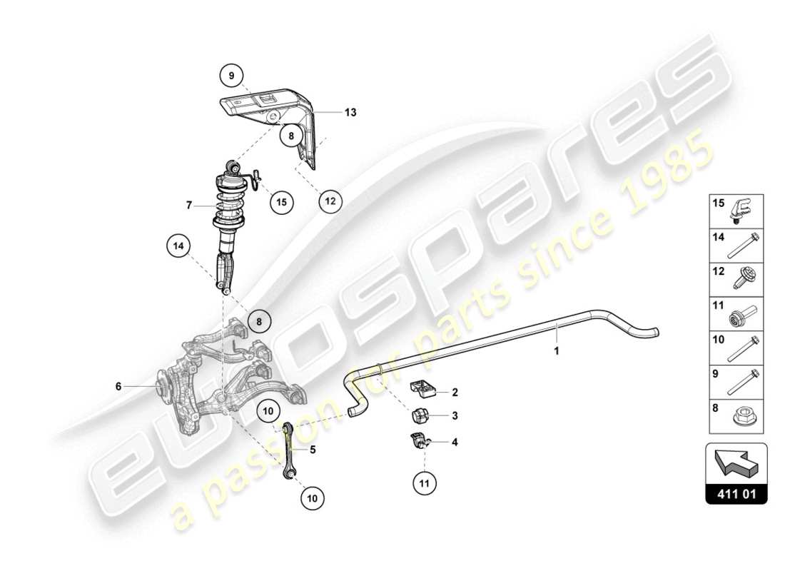 lamborghini evo coupe (2020) shock absorbers part diagram