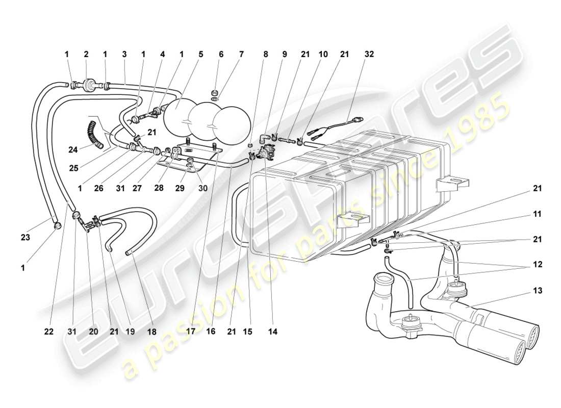 lamborghini murcielago roadster (2006) vacuum system part diagram