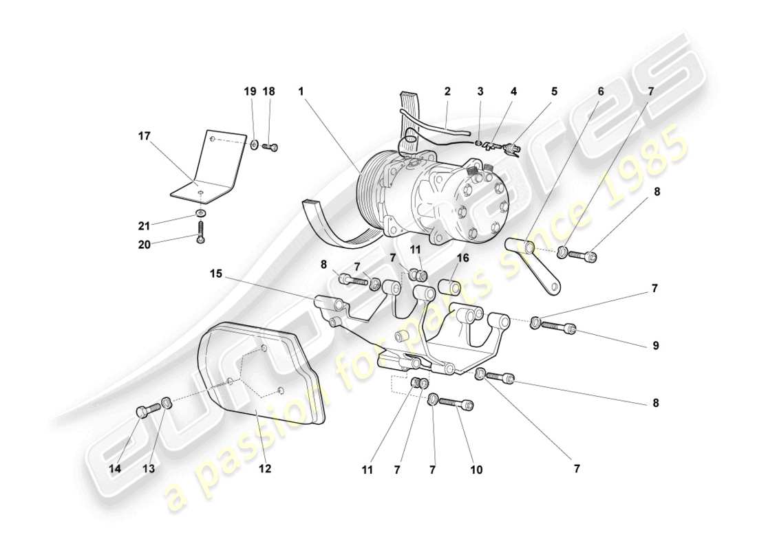 lamborghini murcielago roadster (2005) a/c compressor part diagram