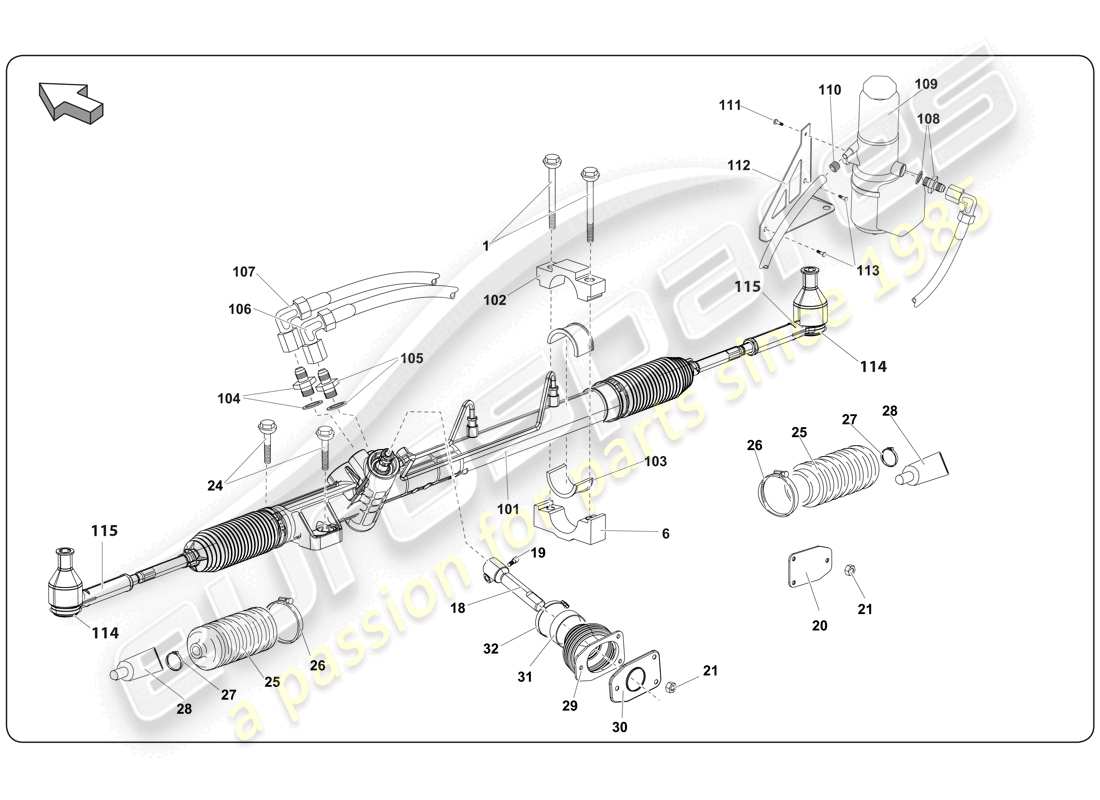 lamborghini super trofeo (2009-2014) power steering pack parts diagram