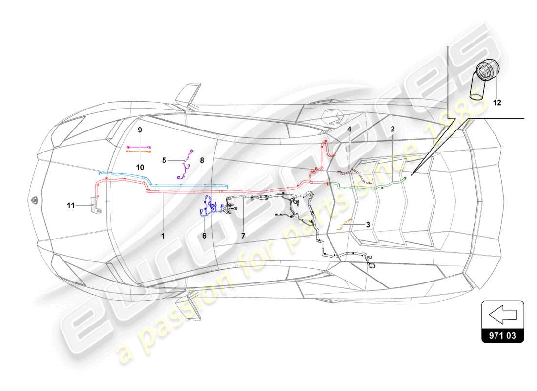 VIEW PARTS DIAGRAMS FROM THE LAMBORGHINI AVENTADOR PARTS CATALOGUE a part diagram from the lamborghini aventador parts catalogue