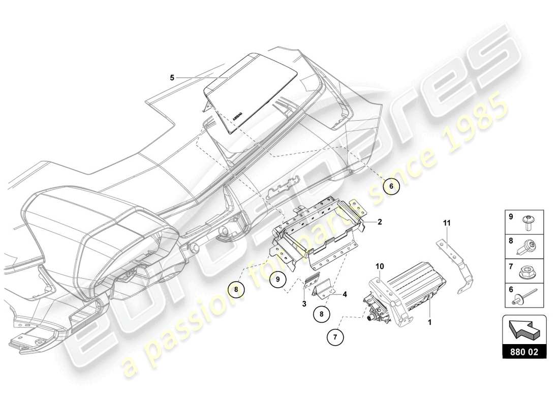 a part diagram from the lamborghini aventador lp700-4 parts catalogue