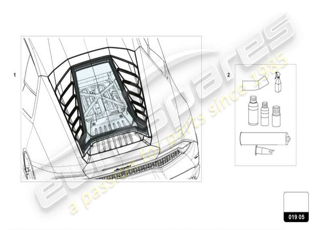 a part diagram from the lamborghini huracan accessories parts catalogue