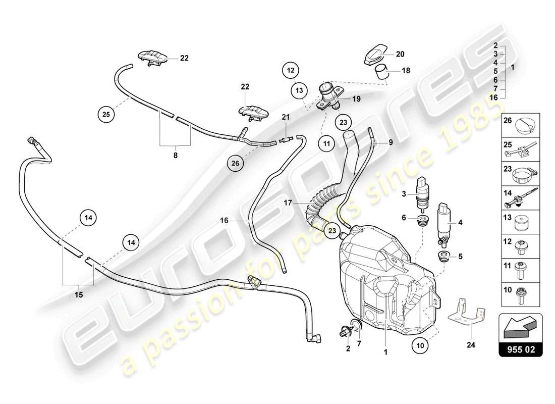 a part diagram from the lamborghini aventador lp750-4 sv parts catalogue