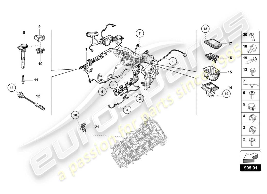 a part diagram from the lamborghini lp610-4 coupe (2019) parts catalogue