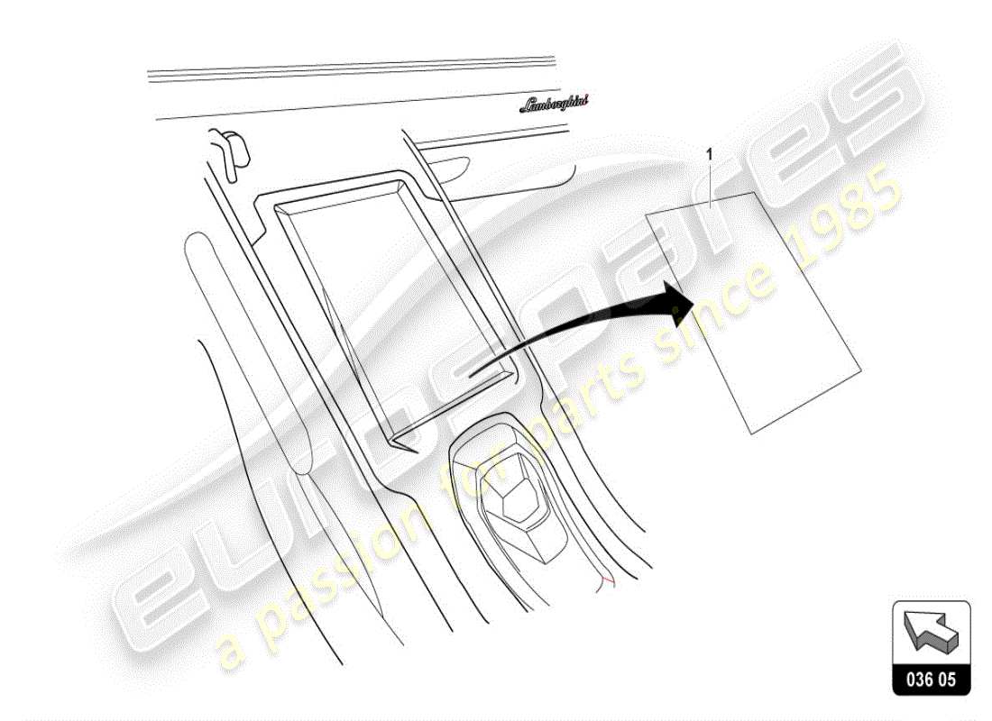 a part diagram from the lamborghini huracan accessories parts catalogue