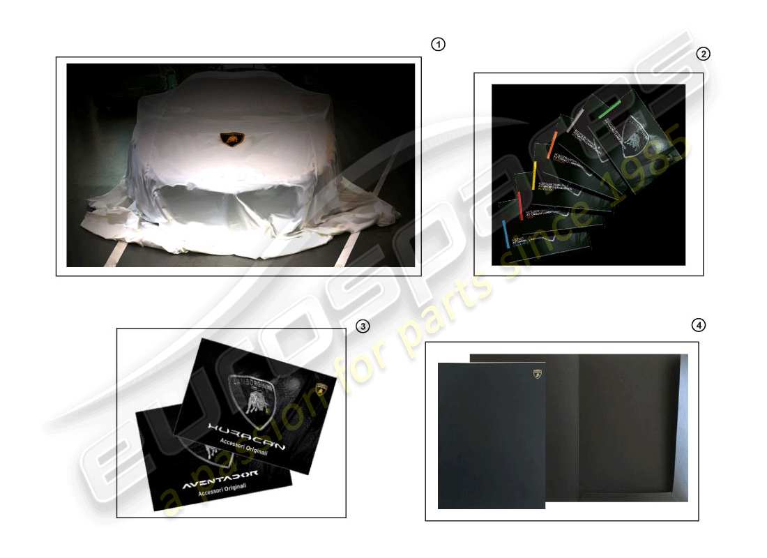 a part diagram from the lamborghini huracan accessories parts catalogue