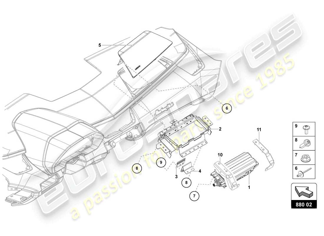 VIEW PARTS DIAGRAMS FROM THE LAMBORGHINI AVENTADOR PARTS CATALOGUE a part diagram from the lamborghini aventador parts catalogue