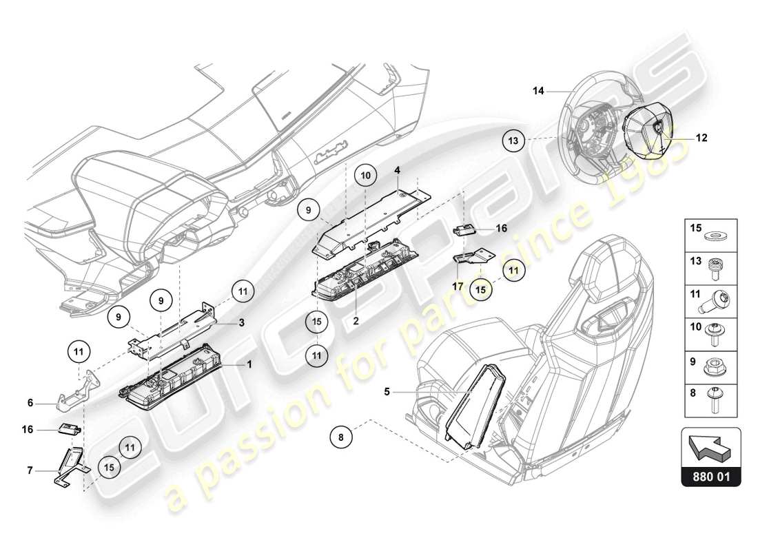 VIEW PARTS DIAGRAMS FROM THE LAMBORGHINI AVENTADOR PARTS CATALOGUE a part diagram from the lamborghini aventador parts catalogue