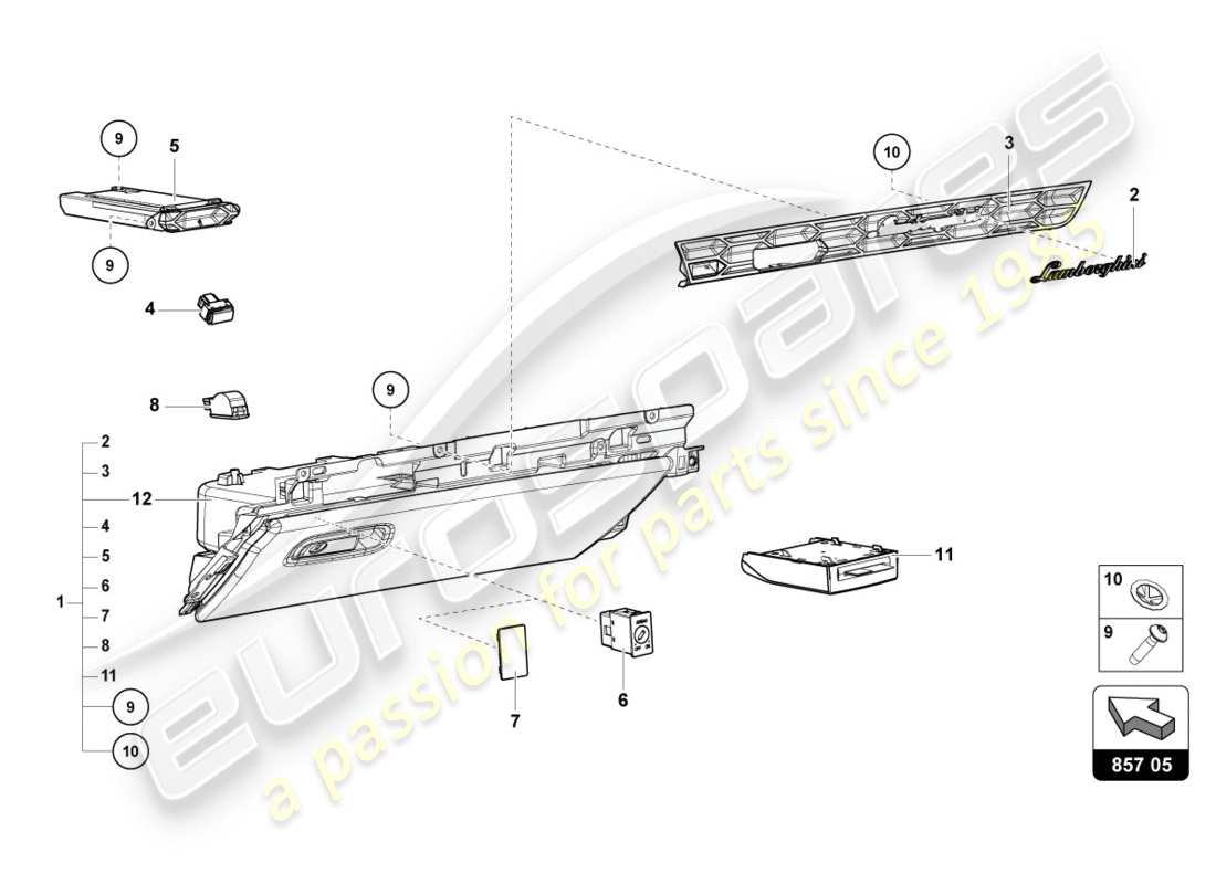 VIEW PARTS DIAGRAMS FROM THE LAMBORGHINI HURACAN PARTS CATALOGUE a part diagram from the lamborghini huracan parts catalogue