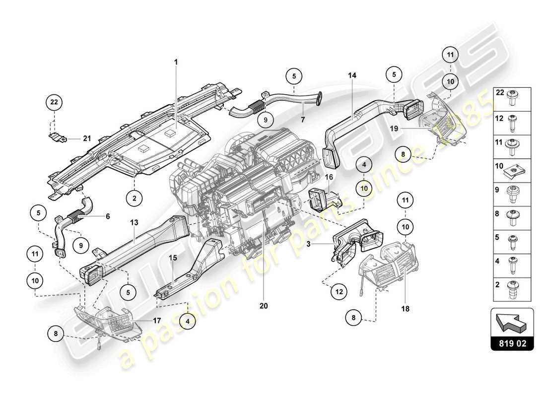 lamborghini lp770-4 svj coupe (2019) air guide channel part diagram