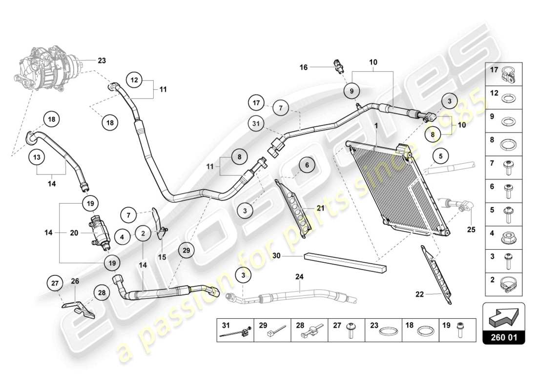 lamborghini lp770-4 svj roadster (2021) a/c condenser part diagram