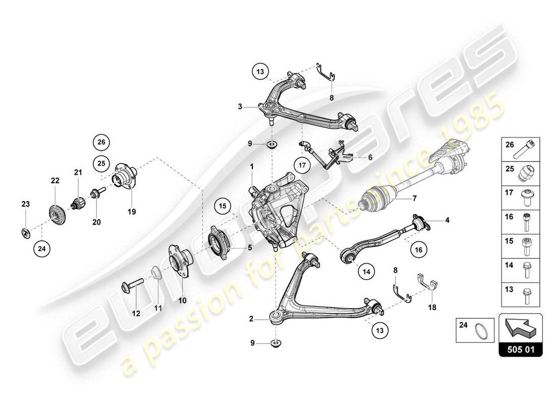 lamborghini lp610-4 coupe (2016) rear axle parts diagram