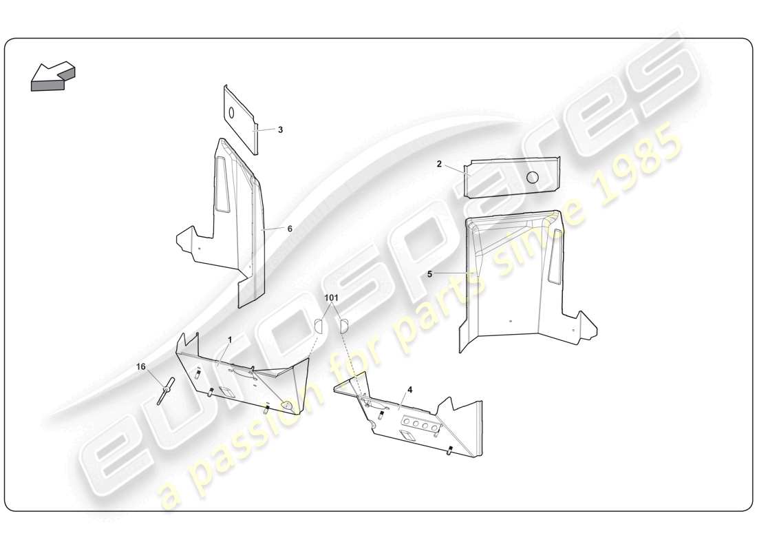 lamborghini super trofeo (2009-2014) chassis element parts diagram