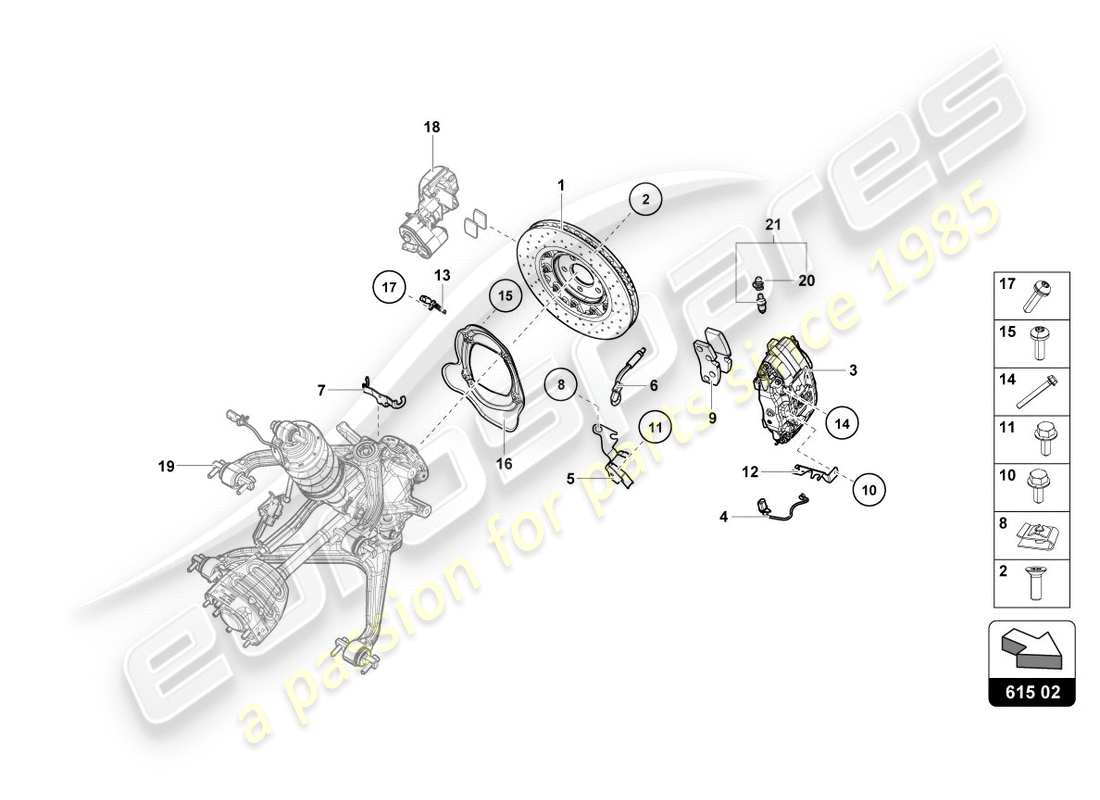 lamborghini performante coupe (2019) ceramic brake disc rear part diagram