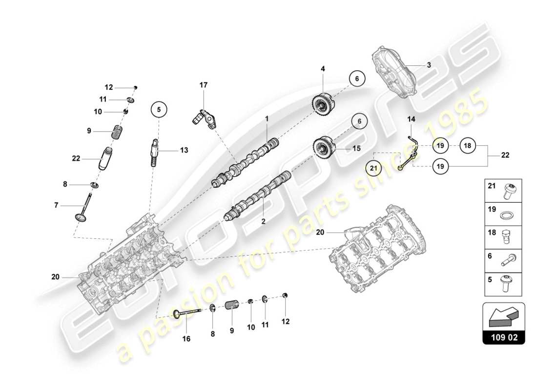 lamborghini lp580-2 coupe (2016) camshaft, valves parts diagram