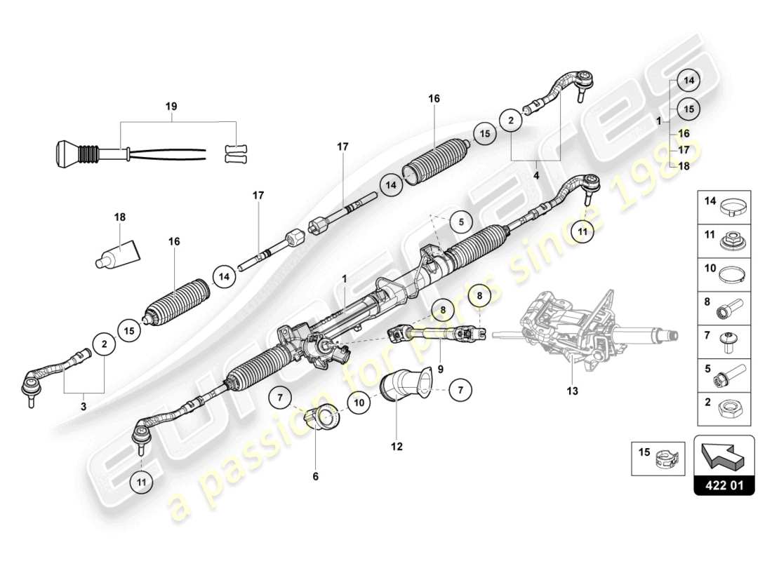 lamborghini lp700-4 roadster (2013) steering rod parts diagram